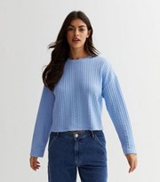 New Look Blue Fine Cable Knit Long Sleeve Top